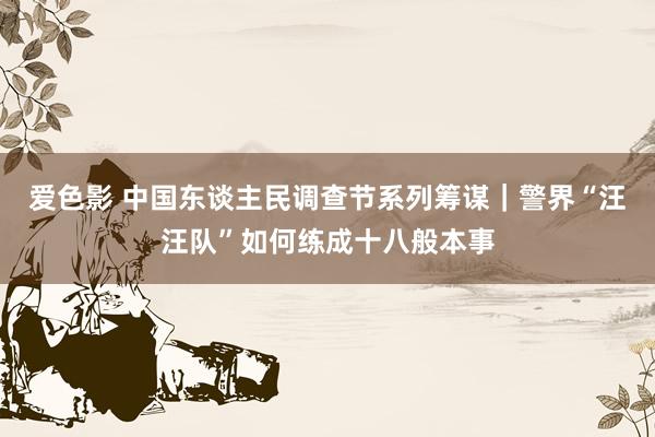 爱色影 中国东谈主民调查节系列筹谋|警界“汪汪队”如何练成十八般本事