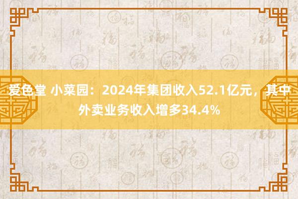 爱色堂 小菜园：2024年集团收入52.1亿元，其中外卖业务收入增多34.4%