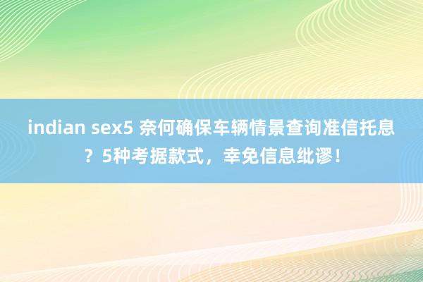 indian sex5 奈何确保车辆情景查询准信托息？5种考据款式，幸免信息纰谬！